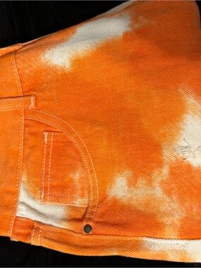 MAC Cosmetics Orange and White Tie-Dye Cargo Pants